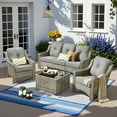 thumbnail image 6 of Vcatnet 4 Pieces Patio Outdoor Conversation Set High Back Wicker Rattan Furniture Outdoor Sectionals with Coffee Table, Dark Gray, 6 of 10