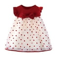 thumbnail image 2 of Huowey Toddler Baby Girl Princess Dress Ruffled Sleeveless Round Neck Patchwork Heart Print Mesh Tutu Dresses Valentines Day Clothes,Red,5-6 Years, 2 of 9