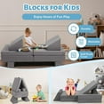 thumbnail image 5 of Xilingol Kids Play Couch, 8Pcs Convertible Sofa for Creativity & Imagination，Child Sectional Sofa, Foam Kids Modular Couch, 50”x28.5"x19", Grey, 5 of 7