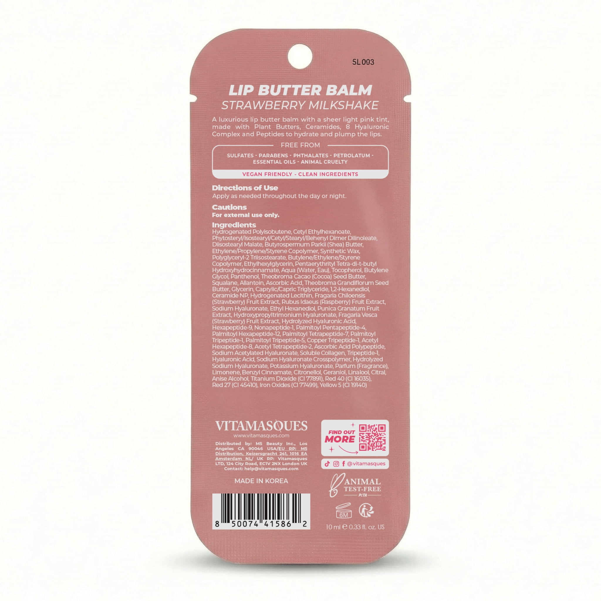 Vitamasques Lip Butter Balm - Strawberry Milkshake, 0.33 fl oz