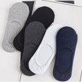 thumbnail image 2 of Calcetines invisibles de silicona antideslizantes de boca baja de color sólido de primavera y verano, calcetines de algodón de tabla doblada para hombres, calcetines casuales, 2 of 6
