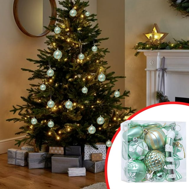 TIMIFIS 2 Pack 16PC Colorful Christmas Ball Ornaments Christmas Decorations for Xmas Tree with Hanging Loop Holiday Wedding Party Home Decor