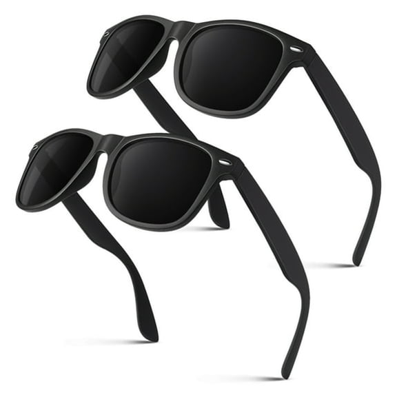 GJX Polarized Sunglasses for Men Women Classic Retro Black Shades for Driving Fishing Uv Protection -2 Pack