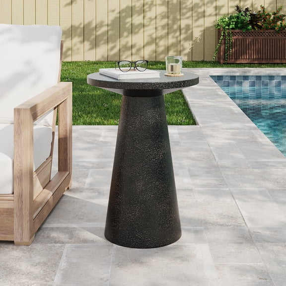 Christopher Knight Home Minimalist MGO Accent Side Table, Weather-Resistant Indoor Outdoor End Table, Black