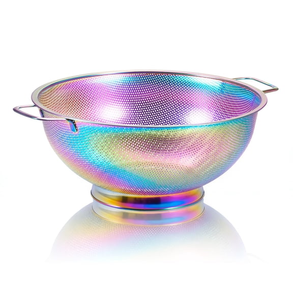 Rainbow Strainer for Kitchen, 3QT, Stainless Steel Colander with Handle for Fruits Vegetables Cooking Food, Dishwasher Safe