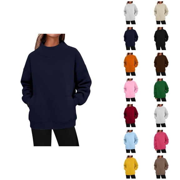 Solid Color Side Pocket Casual Pullover Sweater Soft Comfortable Long Sleeve Crewneck For Everyday Wear
