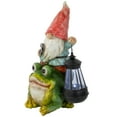 thumbnail image 3 of LED Solar Lighted Gnome and Frog Outdoor Garden Statue - 12.5", 3 of 6