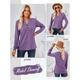 thumbnail image 7 of Xuanfei Women Solid Color V Neck Button Down Long Sleeve Top, 7 of 7