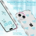 thumbnail image 2 of SHIQI-Case for iPhone 13, Clear Cute Ribbon Bowknot Pattern Aesthetic Transparent Bow Phone Case Curly Wave Edge Case Stylish Slim Soft Durable TPU Protective Cover for Women Girls - Blue, 2 of 4