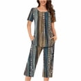 thumbnail image 2 of Aqestyerly Ensemble de Pyjama en Solde, Blouse à Manches Courtes Col Rond et Pantalon pour Femmes, pour Usage Quotidien (TTTG), 2 of 5