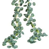 Coolmade 2 Pack 5.7ft Artificial Greenery Garland Faux Silk Eucalyptus Vines, Green