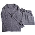 thumbnail image 5 of Women's 2 Pieces Outfits Plaid Blazers and Tie Waist Shorts Set, 5 of 5