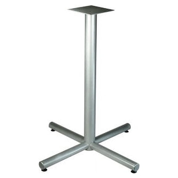 Lorell Silver Bistro-height X-leg Table Base Metallic Silver X-shaped Base - 40.75" Height x 32" Width - Assembly Required