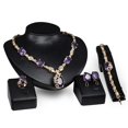 thumbnail image 1 of Conjunto de joyas con colgante de piedras preciosas moradas, collar, pendientes, pulsera, anillo, vestido de fiesta, 1 of 1