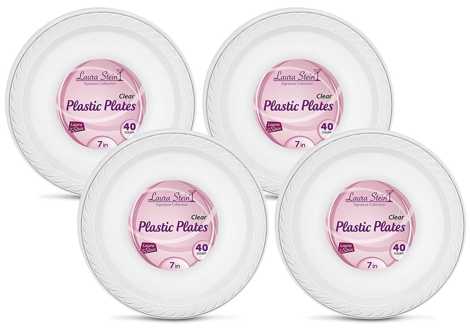 160 Pack Laura Stein Clear Plastic 7 Inch Plates