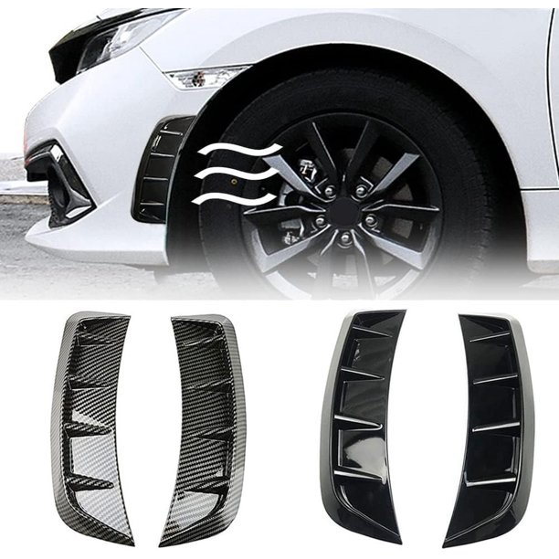 2 pares de pegatinas decorativas de ventilación lateral para coche, cubierta Universal para guardabarros, embellecedor de parachoques, rejillas de capó, Exterior de carbono, negro brillante