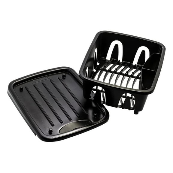 Exlonjet Mini Dish Drainer and Tray | Fits RV Sinks and Small Counter Spaces | Durable Heavy-Duty Construction | (43512) , Black
