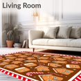 thumbnail image 2 of ODIKA 2'x3' Machine Washable Non-Slip Area Rug, Gingerbread House Village with Cane Stripes High Traffic Rug with Pad, Brown, 628310, 2 of 8