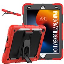 XYX For iPad 9th/8th/7th Generation 10.2 inch Case, 3in1 Heavy Duty Shockproof Tablet Case with Stand, Shoulder Strap, Red