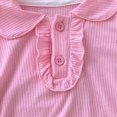 thumbnail image 2 of Vedolay Children's Summer Solid Color Short Sleeve Ribbed Casual Button Top,Pink 12-18 Months, 2 of 4