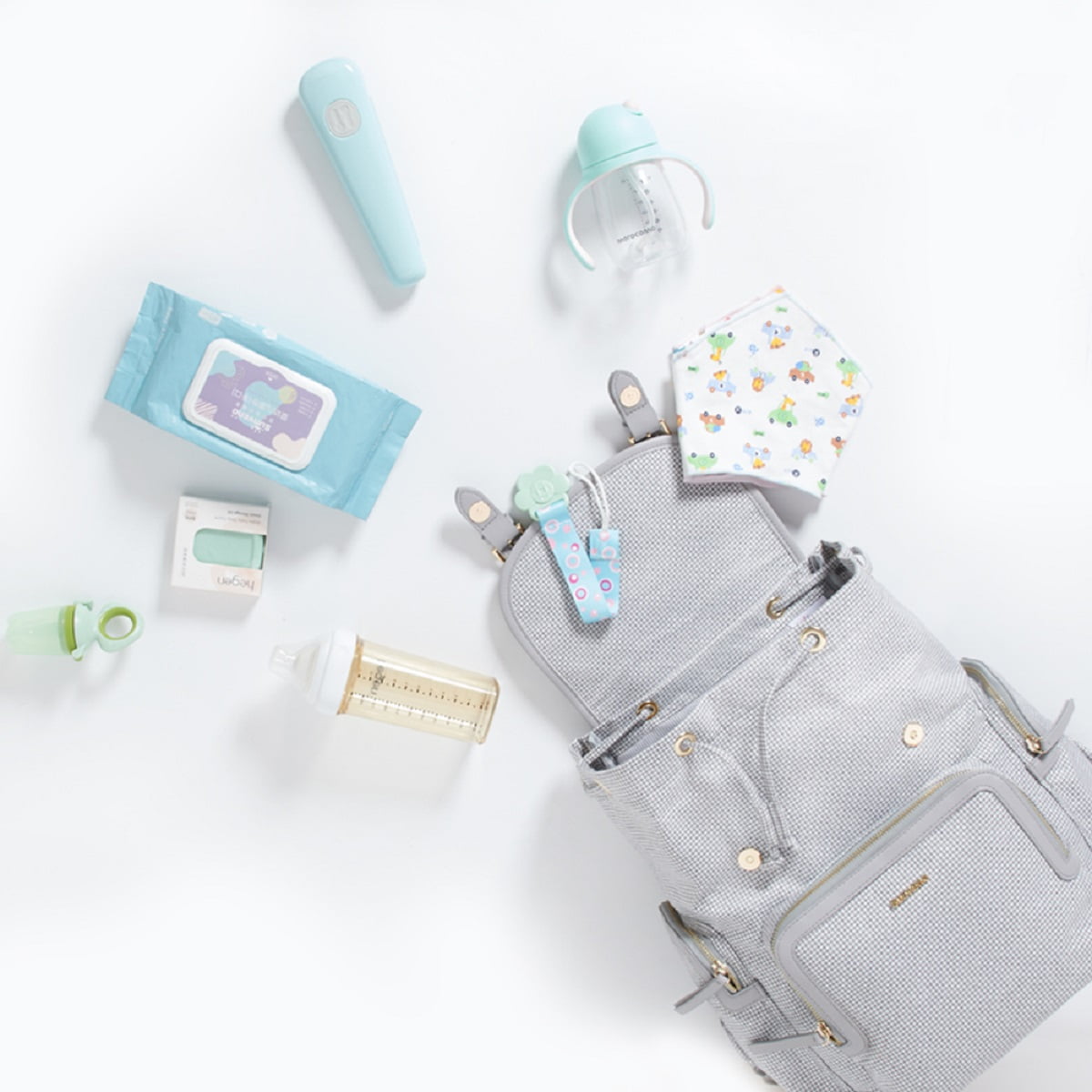 Sunveno Tweed Backpack Large Capacity Diaper Bag Nappy Organizer Backpack, Gray