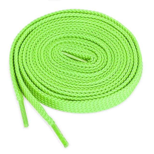 2 Pares De Cordonas Cintilla Agujetas De Capa Doble Gruesas Planas Huecas Unisexo Verde Fluorescente 120cm / 47.24