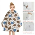 thumbnail image 6 of Beige Background Football Helmets Pattern Blanket Hoodies for Kids 6-13YR Oversize Wearable Blanket Hoodies for Boys Girls Teens, 6 of 7
