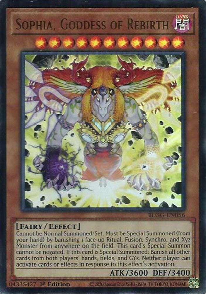 goddess cards yugioh Battles of Legend: Glorious Gallery Ultra Rare Sophia, of Rebirth BLGG-EN056 may be 1st or Unlimited Edition Top 3 Cards To Summon