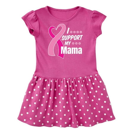 

Inktastic Breast Cancer Awareness I Support My Mama with Pink Ribbon Gift Baby Girl Dress