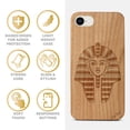 thumbnail image 4 of Case Yard Wooden Case Outside Soft TPU Silicone, Slim Fit Shockproof Wood Protective Phone Cover for Girls Boys Men and Women, Supports Wireless Charging Pharaoh Head Design case for iPhone-SE, 4 of 7