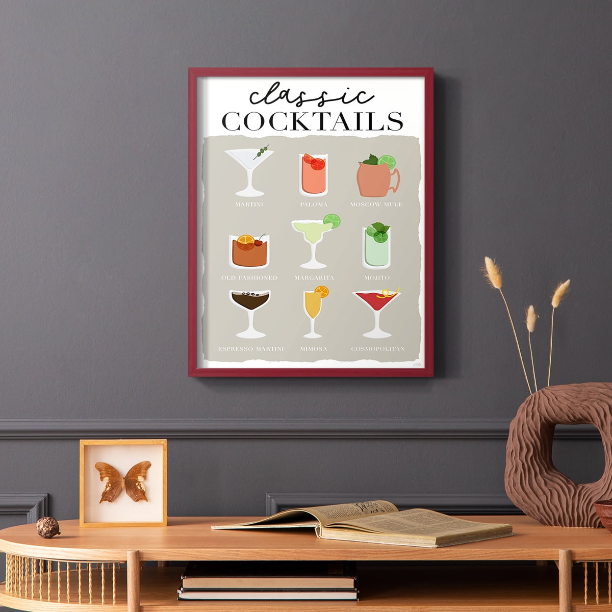 Classic Cocktails in Paper Solid Wood 8 x 10 Framed Print