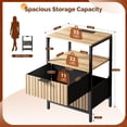 thumbnail image 4 of Nightstand Set of 2 with Fabric Drawers, Fluted Nightstand with Charging Station, Oak Night Stand Set of 2, Bed Side Table with Fabric Drawers, End Table for Bedroom with Charging Station, 4 of 5