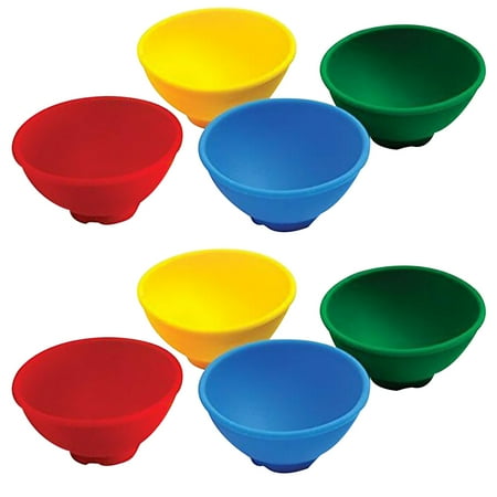 

8pcs Baby Feeding Bowl Rice Bowls Silicone Bowls Mini Bowls Seasoning Bowl Drop Resistance Bowls For Kids (Yellow + Red + Green + Blue)