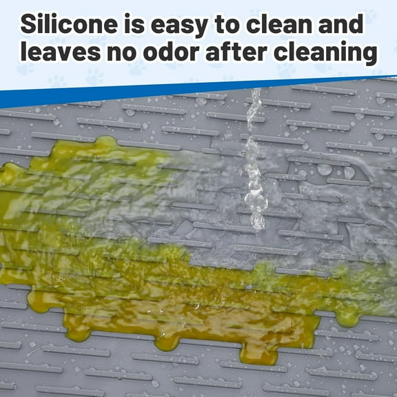 Easy Clean Silicone Cat Mat for Litter Box - 39" x 26.6" Extra Large Waterproof Non-Slip Kitty Litter Trapping Mat for Protecting Floor, Less-Mess Food Water Mat for Indoor, Gray