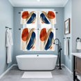 thumbnail image 3 of Navy Blue Burnt Orange Kitchen Curtains Sets for Windows 24 Inch Length, Retro Geometric Modern Rod Pocket Window Treatments Tier Curtains and Valances Set for Bedroom/Bathroom, 3 of 8