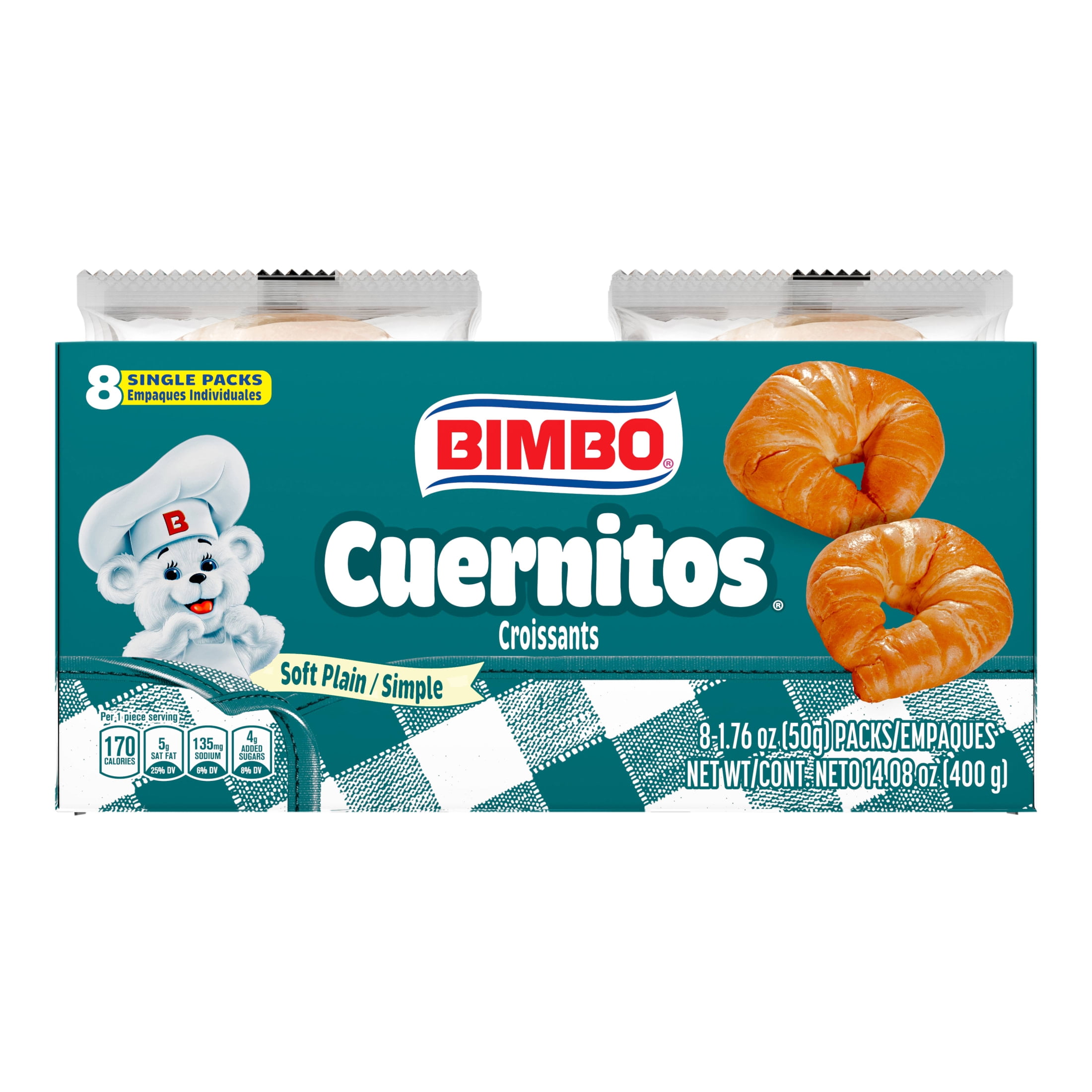 Bimbo Cuernitos Plain Croissants, 8 packs, Croissants, 14.08 oz Multipack