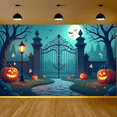 thumbnail image 3 of Halloween Theme Decorative Banner Spooky Atmosphere Jack o Lanterns Gate Design for Outdoor Decorating Holiday Party Night, 3 of 5