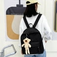thumbnail image 2 of SUSHANG Men and Women Adult Fashion Solid Color Nylon Zipper Large Capacity Bear Pendant Student Backpack for Men Women College Bookbag, 2 of 6