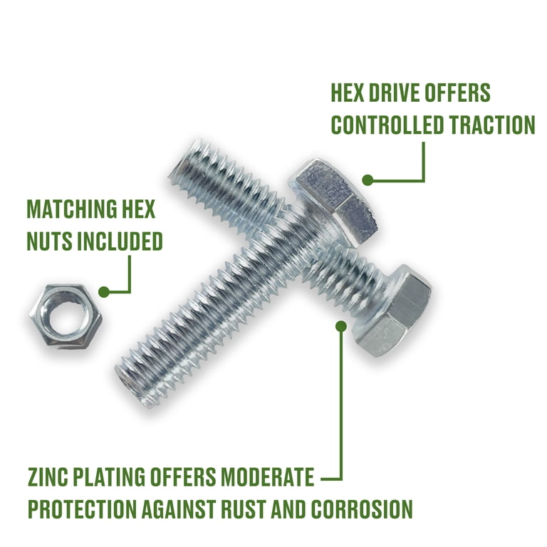 Hex Bolts and Nuts Assortment, 1/4-20 x 2 Inch photo 5