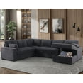 thumbnail image 6 of Modern Sleeper Sofa Set with Pull Out Bed Storage Chaise Fabric Dark Gray, 6 of 9