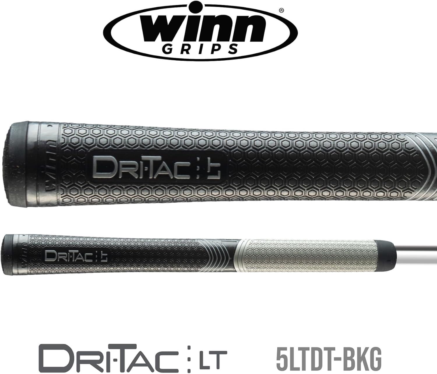 Winn Grips Dri-Tac LT series Polymer Technology 13-6LTDT, 13 Piece Golf Grip Bundle-Midsize (+1/16""), Black/Gray