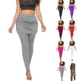 thumbnail image 2 of Yuanlook Women's 2-in-1 Ruched Skirted Leggings High Waist Slim-Fit Stretchy Trousers Size S-XXXL, 2 of 8