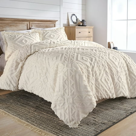 Better Homes and Gardens Chenille 3 Piece Duvet Cover Set, King, Ivory