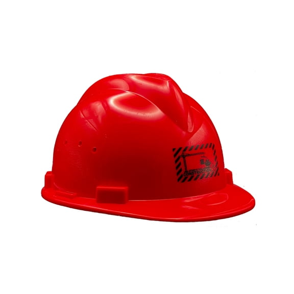 Deluxe Red V-Shaped Construction Helmet With Adjustable Headband Costume Accessory