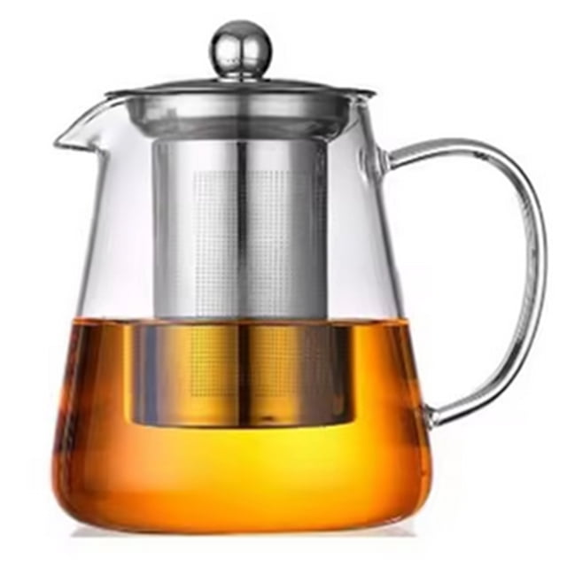 Théière en Verre Chauffant avec Bouilloire en Acier Inoxydable, Infuseur à Thé, Ensemble de Théière Puer Oolong 550ML