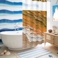 thumbnail image 5 of No Hook Shower Curtain with Built-in Rings - Beach Sea Wave Washable Waterproof Fabric Bathroom Curtains for Hotel,Rentals, Stall 36 X 78 Inch , Coastal Ocean Orange, 5 of 9