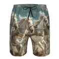 thumbnail image 3 of Honeii's Roman Chariot Horse Race Print Men's Casual Shorts with Drawstring，Swim Trunks Quick Dry Beach Shorts, 3 of 5