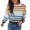 Blue, variant on Vedolay Sweater Women's Cropped Striped Sweaters Oversized Long Sleeve Crew Neck Crop Tops,Blue One Size