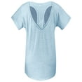 thumbnail image 4 of Gvmfive Women Solid Color Short Sleeve Tops Back Hollow Out Casual Blouse T Shirt, 4 of 5