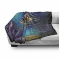 thumbnail image 3 of Ocean Soft Flannel Fleece Throw Blanket, Underwater World Exotic Bubble Fish and Plants Nautical Theme Illustration, Cozy Plush for Indoor and Outdoor Use, 60" x 80", Blue Brown Purple, by Ambesonne, 3 of 6